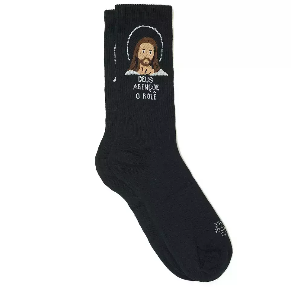 Meia "Deus Abençoe O Rolê" Preta - Bolovo