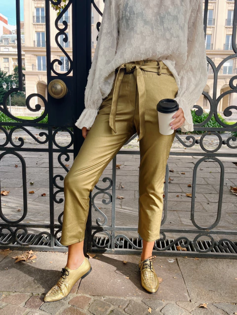 Babucha Carla Engomada Dorada - comprar online