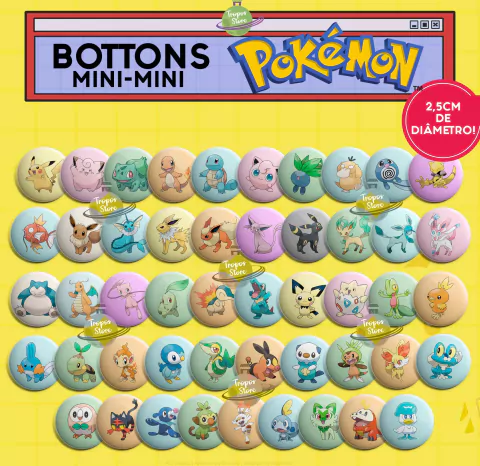 Bottons Mini-Mini Poke Monstrinhos 2,5cm