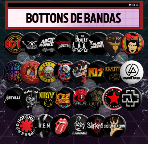 Bottons de Bandas de Rock