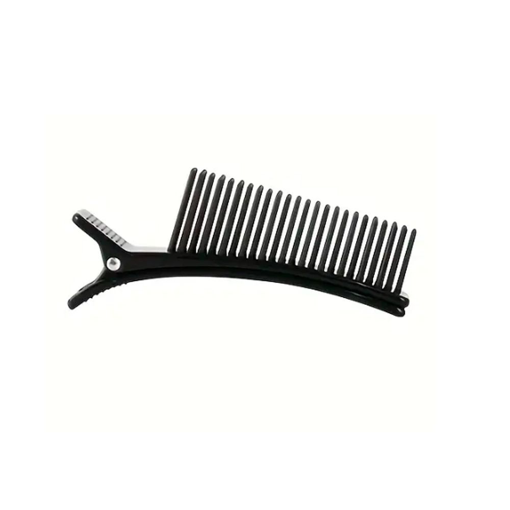 Clips Plástico Separador de Mechas Com Pente Grande - Preto