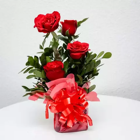Arranjo com 4 Rosas Vermelhas