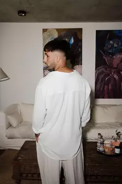 CAMISA MANGA LARGA LINO ESLASTIZADO OVER WHITE - OFFSIDE INDUMENTARIA