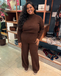 Conjunto lanzinha Plus Size calça e blusa gola alta Lucia