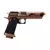 Imagem de uma pistola de airsoft GBB TTI Sand Viper JW4 Hi-Capa Army Armament na cor bronze, com acabamento em metal completo e detalhes em preto no grip, com destaque para o design tático e o sistema blowback.