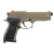 Pistola Airsoft Elétrica CYMA AEP M92F CM.126TN na cor tan, destacando a parte lateral e o design do gatilho e empunhadura.