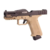 Pistola Airsoft Poseidon GBB P-1 em cor preta e tan, com design tático e aviso "WARNING DO NOT PULL".