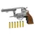 Revolver Airsoft HFC GBB HG-131 Blowback cromado com seis cartuchos dourados ao lado.