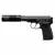 Pistola Airsoft ICS CO2 PM2 GBB BLE-002-SBR com silenciador, vista lateral.