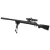 Rifle de airsoft modelo Mod24X G-Spec, de ação bolt, cor preta, com luneta de mira e suporte bipé, projetado para alta precisão e desempenho em jogos de airsoft.