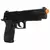 Pistola Airsoft Cybergun Sig Sauer CO2 P226 Blowback na cor preta, com ponta laranja, destacando seu design e detalhes.