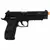 Pistola Airsoft Cybergun Sig Sauer CO2 P226 Blowback na cor preta, com um cano laranja e detalhes em preto, exibida de lado.