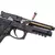 Pistola Airsoft Elétrica CYMA AEP G18C Lipo com Mosfet na cor preta, destacando o mecanismo interno e detalhes da estrutura.
