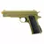 Pistola Airsoft Golden Eagle Spring GE3003 na cor tan, com detalhes em preto e ponta laranja, ideal para jogos de airsoft.