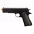 Pistola Airsoft Golden Eagle Spring GE3003 na cor preta com detalhes em laranja na ponta.