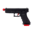 Pistola Airsoft KJW GBB G18C com slide de metal na cor preta e detalhes em vermelho.