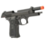 Pistola Airsoft Poseidon GBB M9 na cor preta com cano laranja e detalhe do carregador.