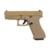 Pistola Airsoft WE GBB G19X G5 Blowback na cor tan, vista lateral direita, com detalhes no cabo e gatilho.