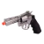Revolver de airsoft SRC 4.5mm na cor prata com cano laranja, destacando detalhes do design e empunhadura preta.