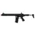Rifle de airsoft G&G PDW15-AR preto com a coronha estendida.