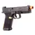 Pistola Airsoft Elétrica Salient Arms CYMA AEP BLU com Mosfet na cor preta, destacando detalhes como o cano laranja e a empunhadura texturizada.