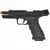 Pistola Airsoft APS GBB/CO2 Shark Blowback na cor preta, vista lateral, com cano laranja e detalhes em preto.