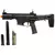 SMG de airsoft Ares M45 S-Class preta com os 2 magazines.