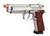 Pistola Airsoft SRC CO2 SR92 Full Metal Blowback Inox com cano laranja e acabamento metálico brilhante.