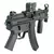 Vista frontal do MP5K, destacando o foregrip integrado.