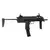 Submetralhadora de airsoft GBB WE MP7 (SMG-8) na cor preta, com a coroa contínua, visão lateral.