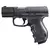 Pistola de airsoft Umarex Walther CP99 Compact na cor preta, destacando detalhes do design e empunhadura.