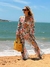 Saída de praia Bella - Camisão e Calça Floral em Tule