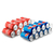 Kit de organizadores multiuso para latas com latas de refrigerante nas cores vermelha e azul.