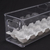 Organizador de ovos transparente com capacidade para 10 ovos, ideal para organizar geladeiras.