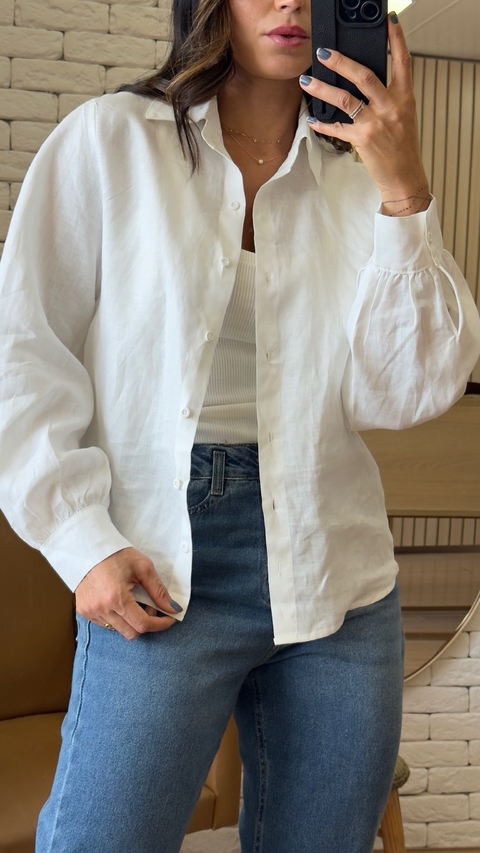 Camisa Linho Manga Bufante - comprar online