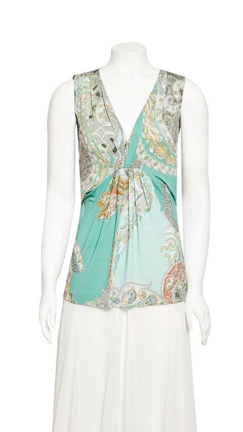 Regata Etro Verde Água Estampada