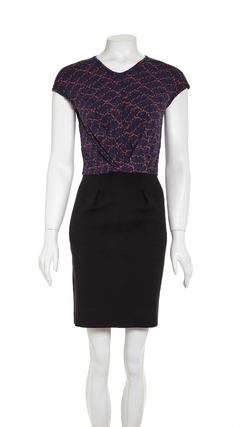 Vestido Fit Preto Estampado - 38 BRA