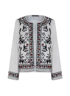 Casaco Mariana Penteado Branco com Bordados - PP BRA