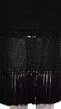 Saia Giovana Dias Preta de Crochê com Franjas - M BRA na internet