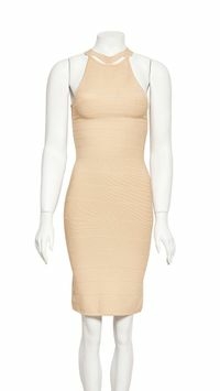 Vestido Curto Hervé Léger Cor Areia