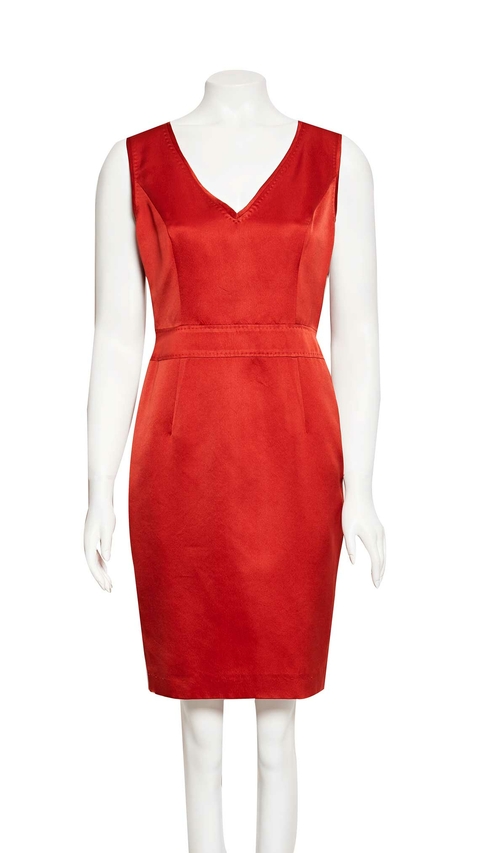 Vestido Escada Vermelho Acinturado