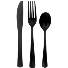 Set Tenedor Cuchillo Cuchara Plastico Reforzado 20 cm x30 Negro - comprar online