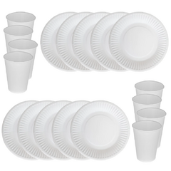 Combo Kit Blanco Kraft Vaso Plato Eventos Fiestas Cumpleaños - comprar online