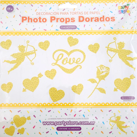 Plancha De Toppers Para Torta Love Dorado X 15U