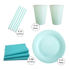 Kit Combo Cumple Verde Aqua Pastel