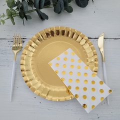 Servilleta Blanca Confetti Dorado X20 - comprar online