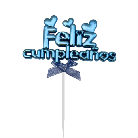 Topper Plastico Feliz Cumpleaños Azul x1