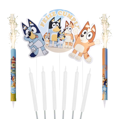 Combo Cake Topper + Bengala + Velitas Bluey - comprar online