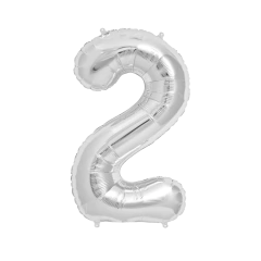 Globos Números Metalizados Plateados 16 Pulgadas - Planeta Fiesta