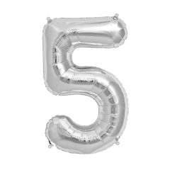 Globos Números Metalizados Plateados 16 Pulgadas